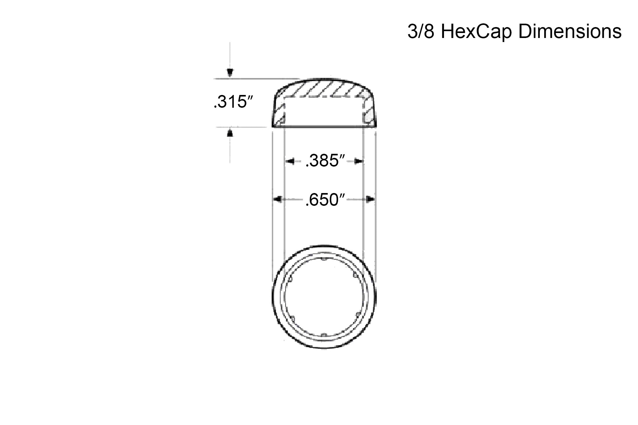 3 8 HEX CAP Drawing